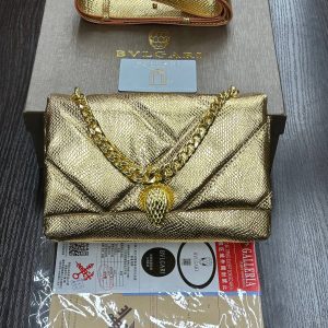 Serpenti Forever Quilted Shoulder Bag (Gold Karung)